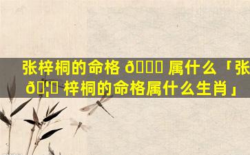 张梓桐的命格 🐕 属什么「张 🦋 梓桐的命格属什么生肖」